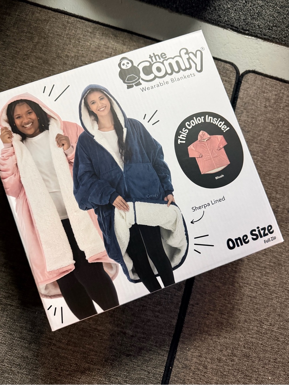 The Comfy Wearable Blanket Hoodie - Pink & Navy Sherpa-Lined